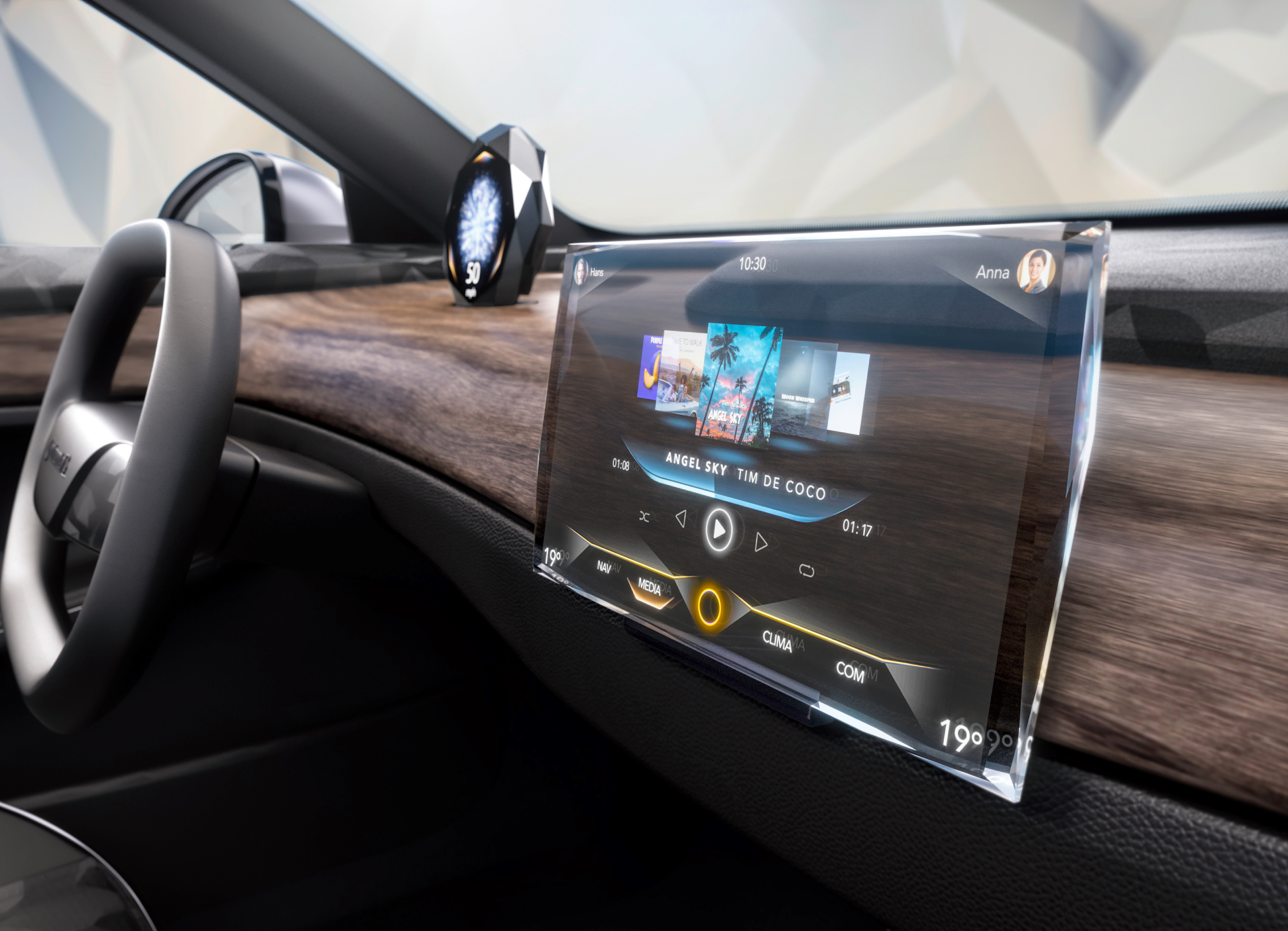 Continental Automotive unveils world’s first floating transparent infotainment display by Swarovski Crystal